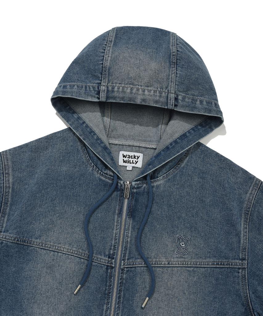 Wacky Willy Graphic Denim Hooded Jumper Blue