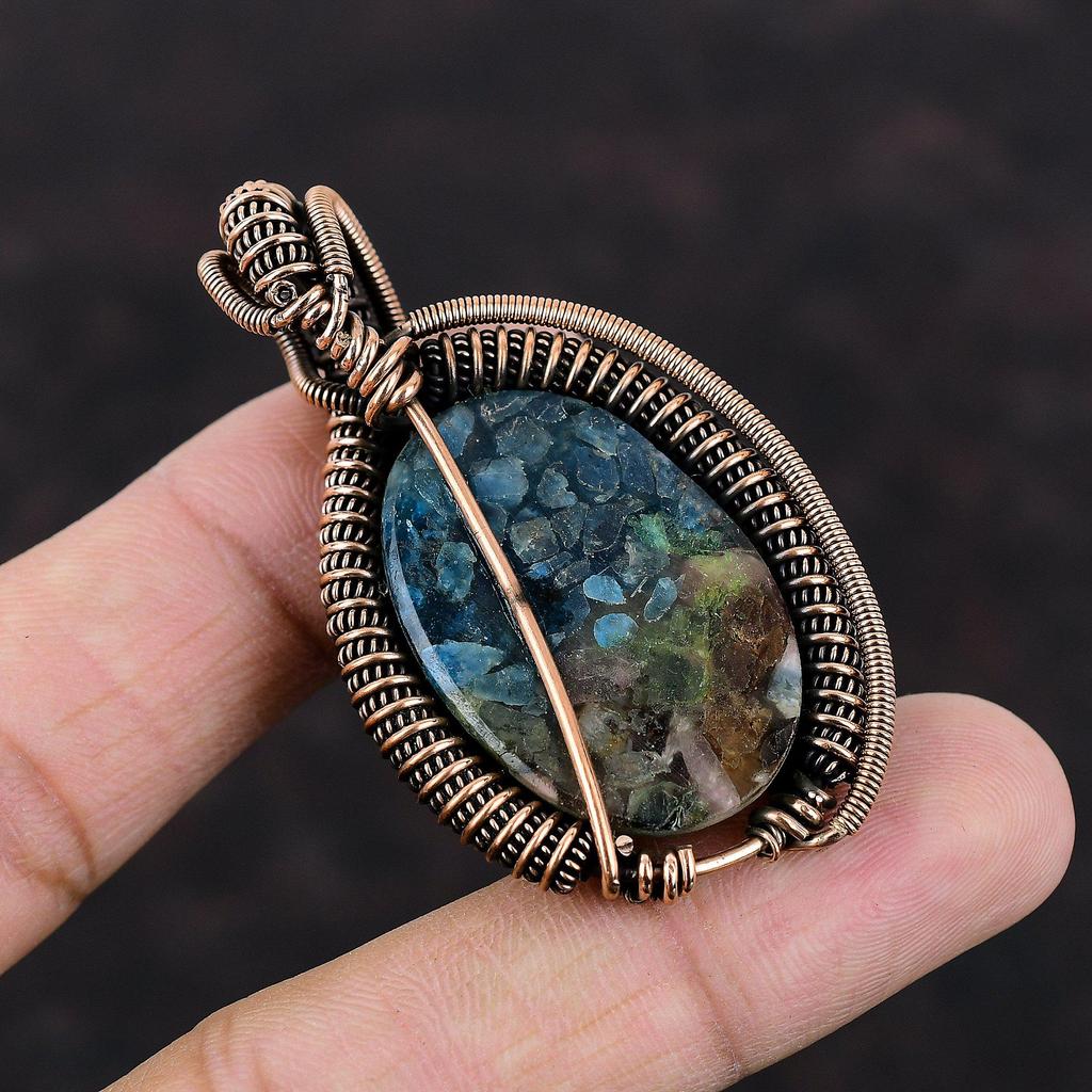 Watermelon Tourmaline Pendant Copper Wire Wrapped Pendant Handmade Jewelry Original Gemstone Pendant Copper Wire Jewelry Gift For Engagement