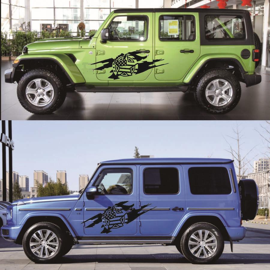 2x Car Body Side Door Stickers Army Military Star Style Decals For Jeep Wrangler