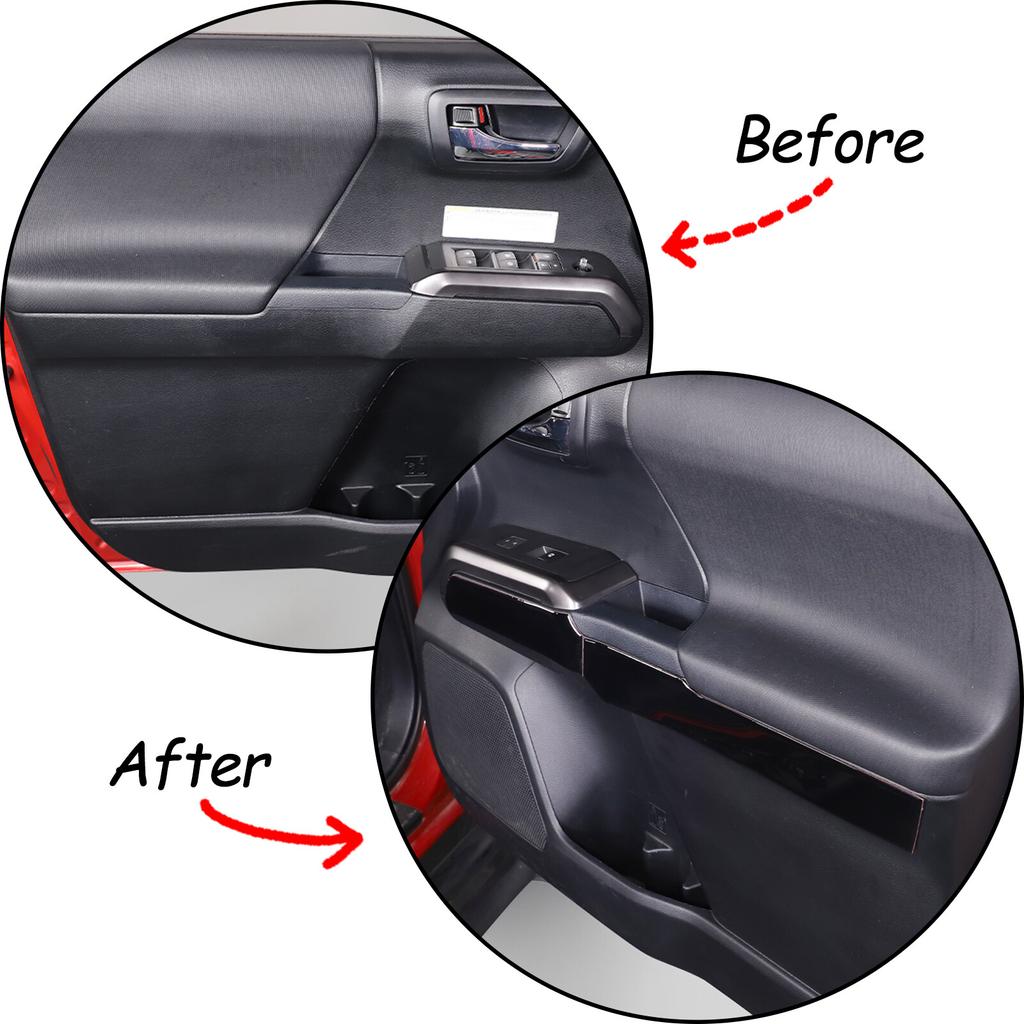 Glossy Piano Black Interior Door Panel Trim Sticker For Toyota Tacoma 2016-22
