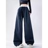 Damen High Waist Color Block Karomuster Weitbeinige Hosen für Frühling/Herbst - Lockere Passform, Kundenspezifische Länge, Gerades Bein, Casual-Stil