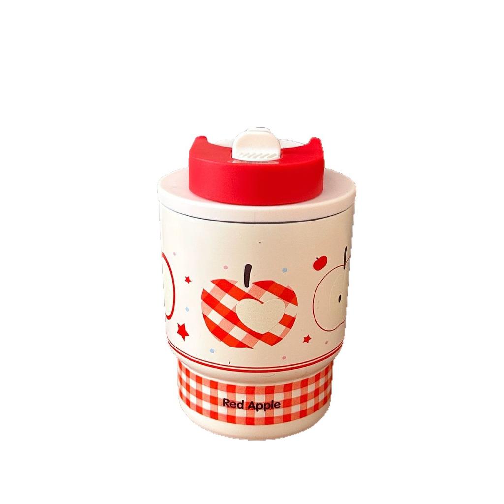 Children's Cartoon Double Drink Thermos Cup 316 Stainless Steel Coffee Cup Female High Value with Straw Portable Pocket Water Cup