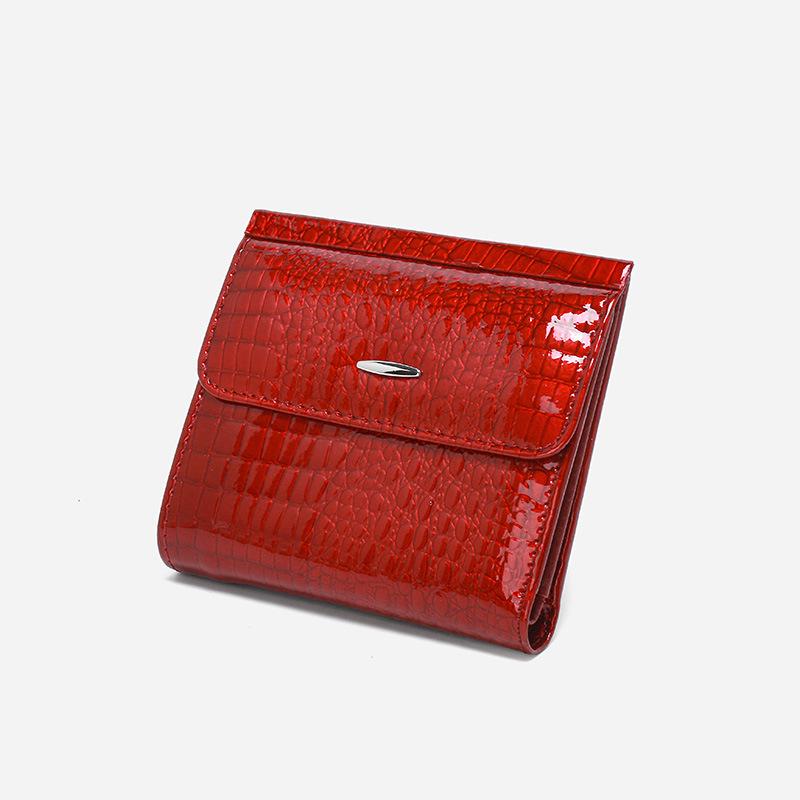 Genuine Leather Women's Short Wallet – Stylish Multi-functional Coin Purse with Magnetic Buckle and Card Holder