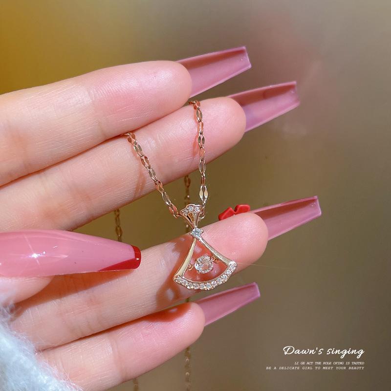 Korea Dongdaemun New Smart Shining Necklace Texture Simple Zircon Micro Inlaid Clavicle Chain