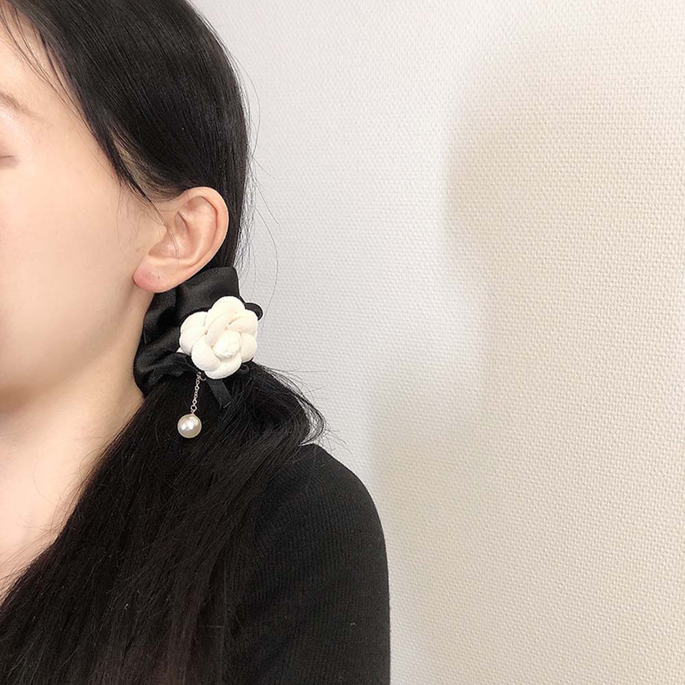Fashion Girls Women Pearl Headwear Hair Circle Hair Bands Camellia Scrunchies Elastic Hair Rope