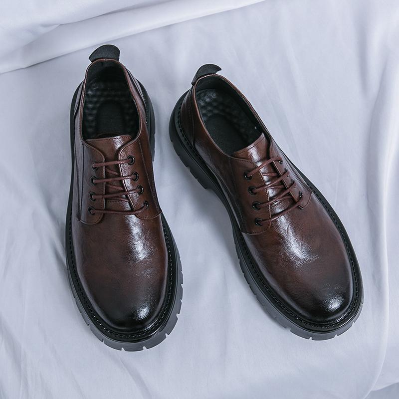 

Мужские оксфорды, черные, на платформе, с подъемом, формальные броги, коричневые, со шнуровкой, увеличивающие рост, кожаные туфли на толстой подошве EU:45 коричневый