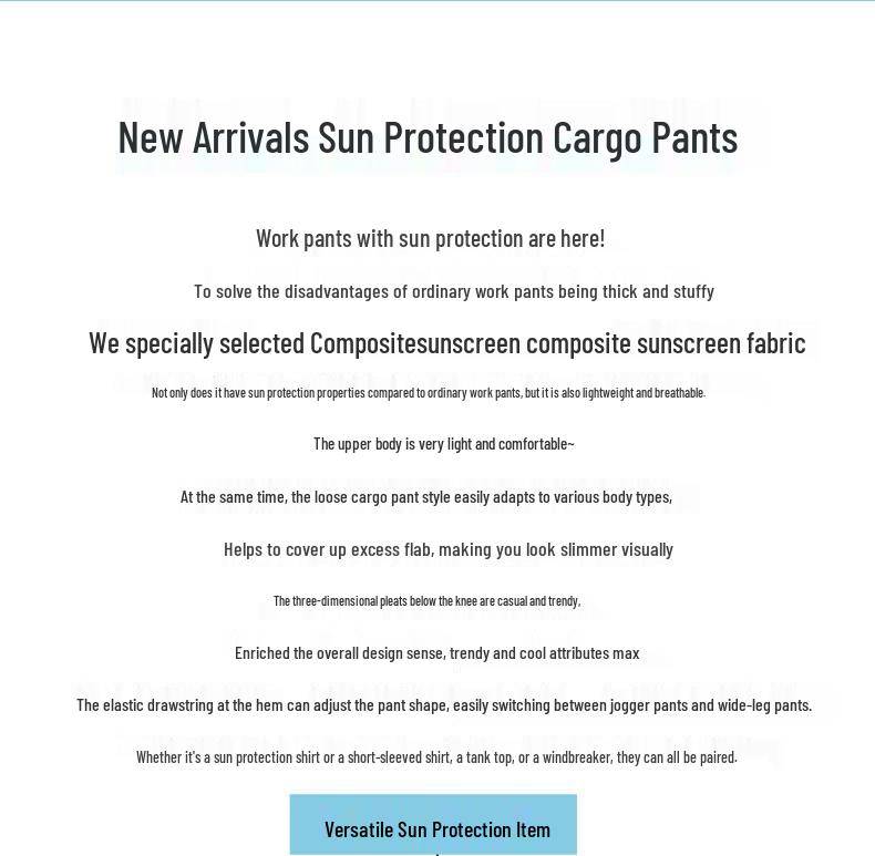 ZAUO Sun-Protective Quick-Dry Wide-Leg Cargo Pants