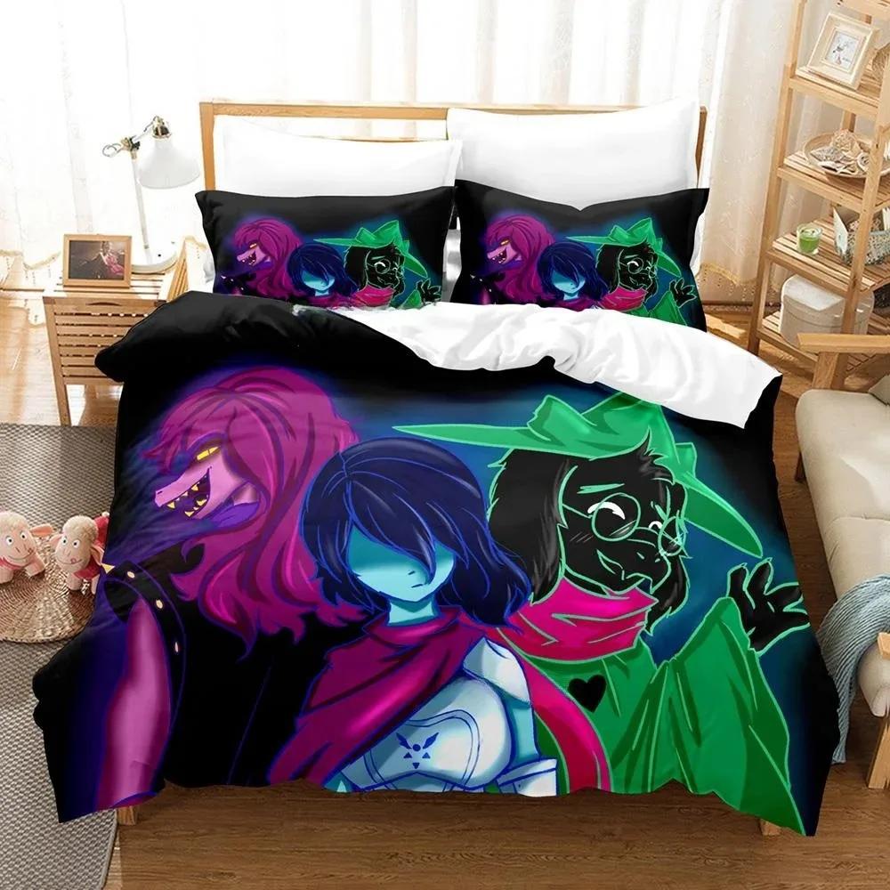 Moda Stampa 3D Anime Gioco Deltarune 2 Set Biancheria da Letto Singolo Twin Ful Quen King-Size Dimensioni Dimensioni Set Biancheria da Letto Persone Adulte Bambino Camera da Letto Piumone
