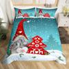 Xmas Duvet Scandinavian Christmas Santa Gnomes Comforter Cover Snowing Santa Claus Bedding Sets Romantic Candlelight Quilt Cover