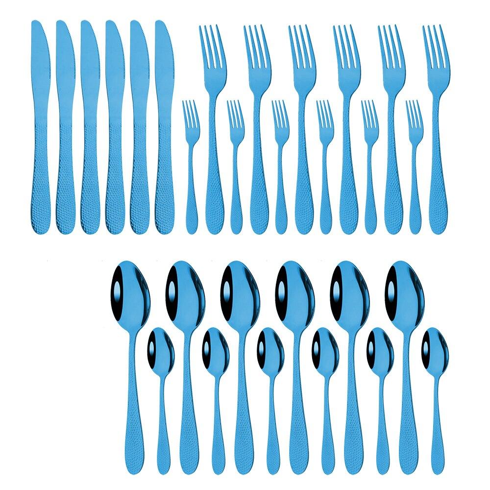 30pcs For 6 Stainless Steel Tableware Crystal pattern Cutlery Home Kitchen Flatware Fork Spoon Knife Spoon Dinnerware Set