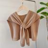 Four seasons solid color knitted small shawl scarf scarf women's cross collar sweet wind multi-color versatile decoration warm