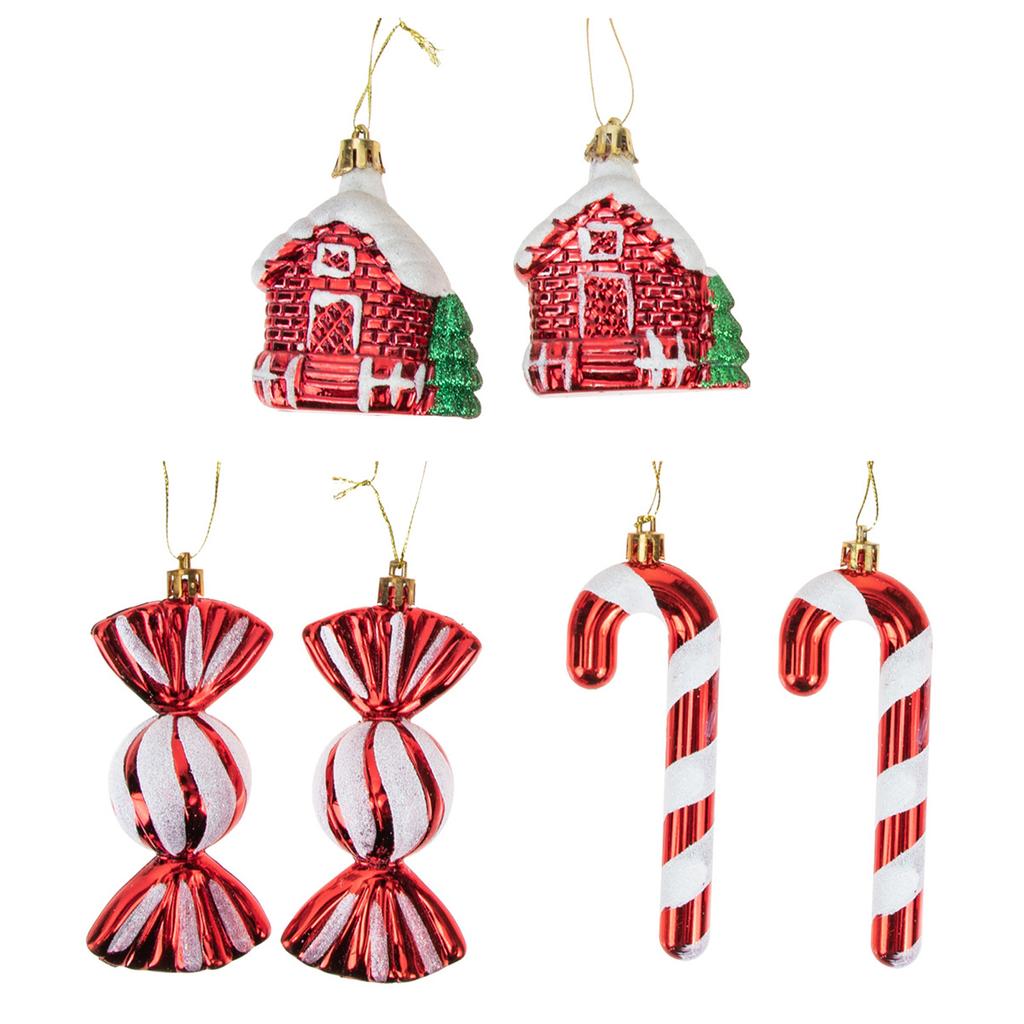 6Pcs Xmas Tree Pendants Durable Plastic Ornaments for Christmas Tree Decor Supplies Christmas Pendants Xmas Hanging Decor