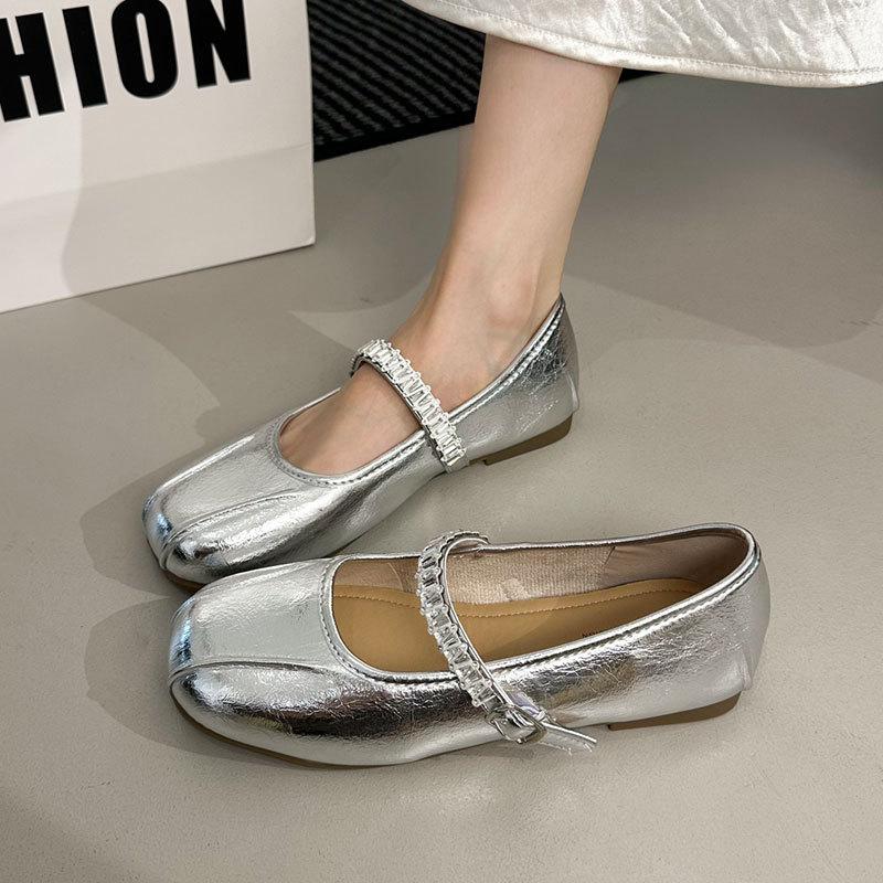 Beautiful matching skirt ballet Mary Jane single shoes women's spring and autumn new flat French small leather shoes women