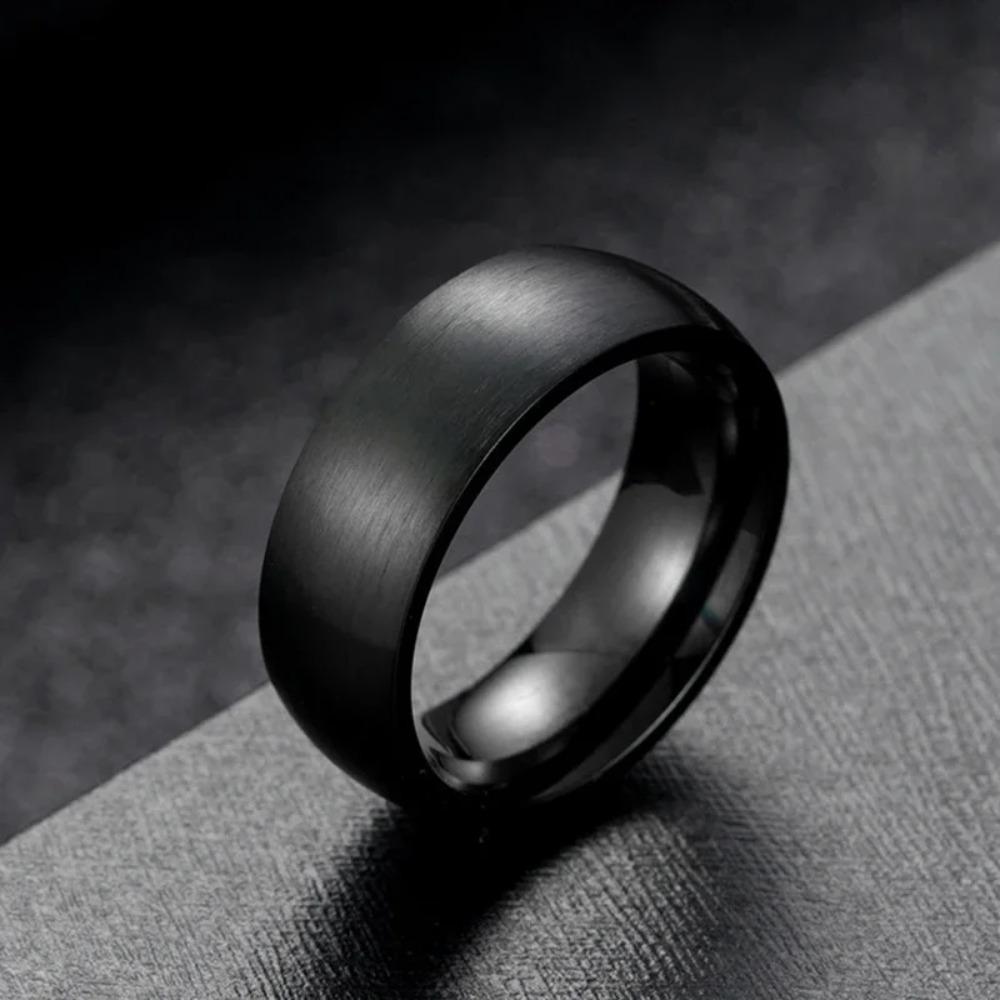 Stainless Steel Rings Black Solid Simple Vintage Rings for Men Wedding Bands Christmas Party Jewelry