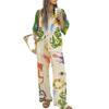 2025 Europäische und amerikanische Damenbekleidung Baumwolle und Leinen bedrucktes Hemd Hose Mode Freizeitanzug
