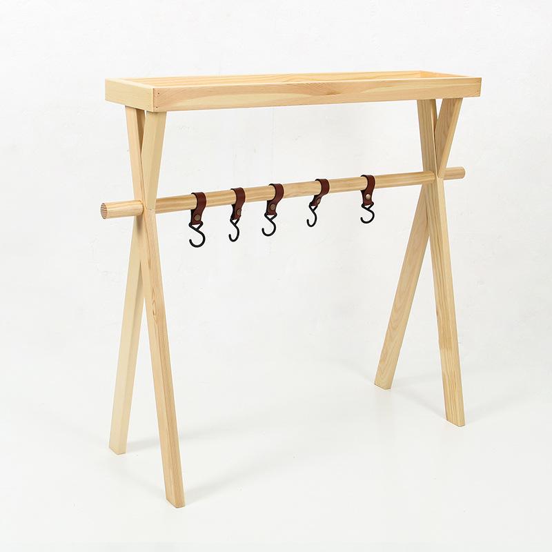 Portable Solid Wood Folding BBQ Rack & Travel Knife Holder