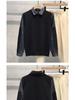 Men's Fake Two-Piece Sweater with Shirt Collar: 2025 Spring/Autumn Patchwork Knitwear Trendy Jacket