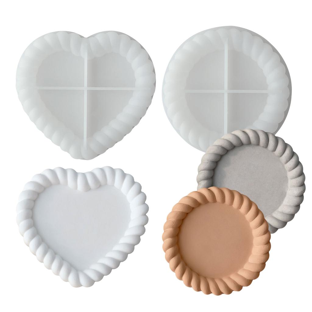 Bubble Storage Tray Silicone Mold DIY Resin Plaster Cement Gift Casting Mould Round Flower Cloud Heart Shape Coaster Home Decor