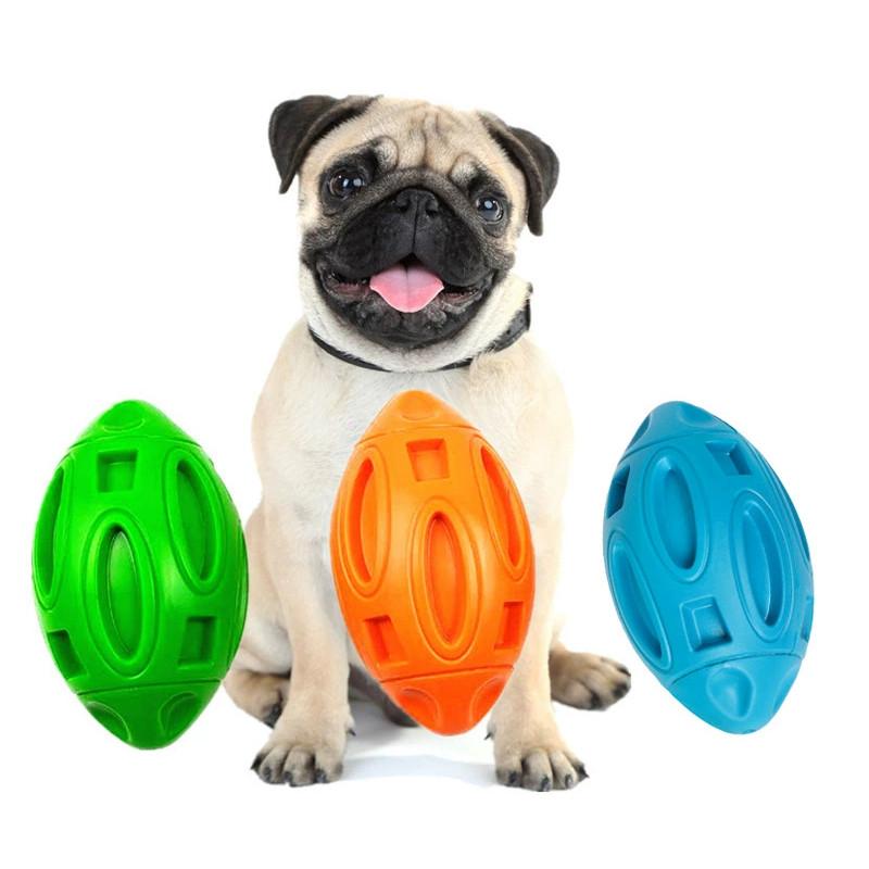 Rugby Ball Dog Squeaky Toy Pet Chew Balls For Medium Large Dogs Gift Durable