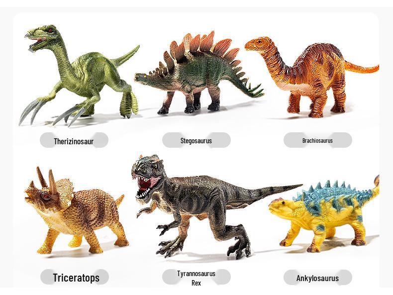 Dinosaur Toy Set: Tyrannosaurus & Triceratops Soft Rubber Figurines for Kids