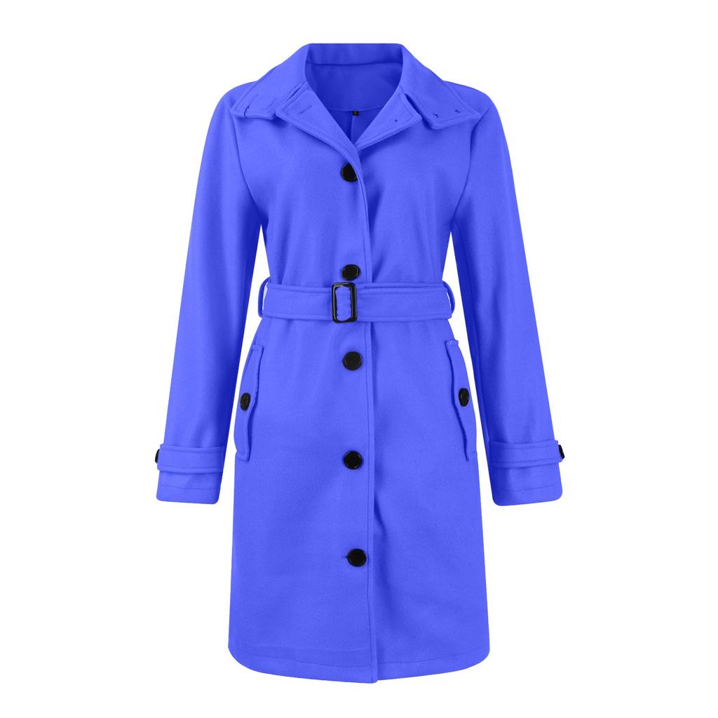 Chaqueta de lana con cuello abotonado y un solo botón de varios botones para mujer en talla grande