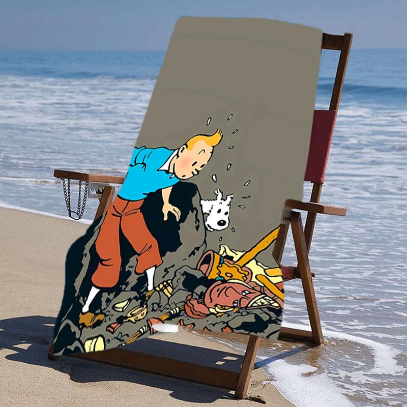 Beweis Strandtuch mit einem Muster von Die Abenteuer von Tim und Struppi1 - weich, saugfähig, schnell trocknend, maschinenwaschbar - perfekt für Schwimmen, Camping, Baden