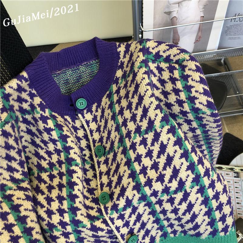 Knit Cardigan Women 2022 Autumn And Winter New Round Neck Fashion Retro Short Sweater Tops