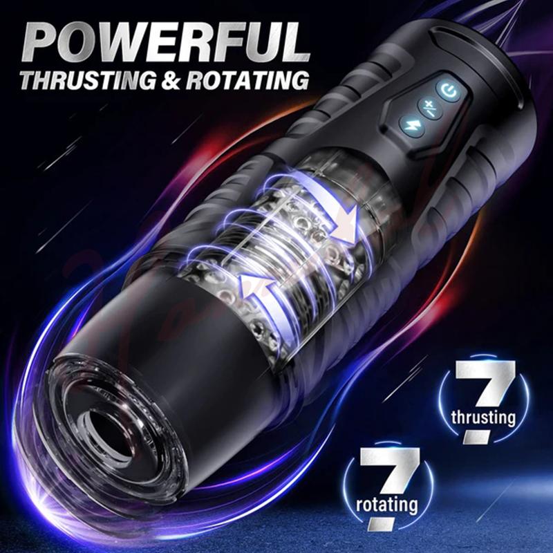 2025 New Hannibal Automatic Male Masturbator 7 Thrusting Rotating Modes Mastubator Cup Electric Pocket Pussy For Penis Sex Toy For Men