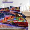 Train Pattern Bedding Quilt Set Quilt Cover Pillowcase Home Decoration Birthday Gift (1 * duvet cover + 2 * pillowcase, without core)