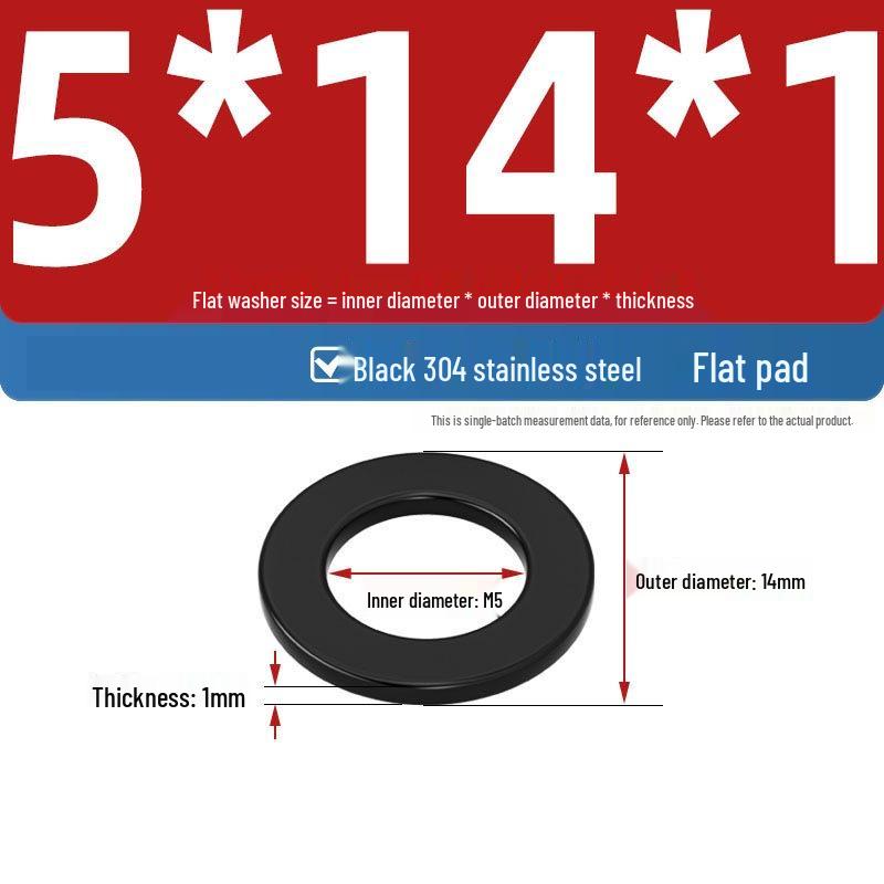 Ultra-Thin Black Zinc-Plated Stainless Steel Flat Washer (M2-M20)
