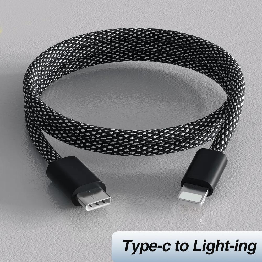 

HdoorLink 66 Вт Магнитный кабель Usb C - Type C Кабель для быстрой зарядки Удобное хранение для Samsung Iphone Ipad Передача данных Usb C - Lightning Кабель USB C TO Lightning чёрный