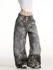 Men's Mid Rise Washed Cat Whisker Barrel Jeans Loose Wide Leg Denim Pants American Vintage High Street Y2K Casual Four Seasons Long Trousers