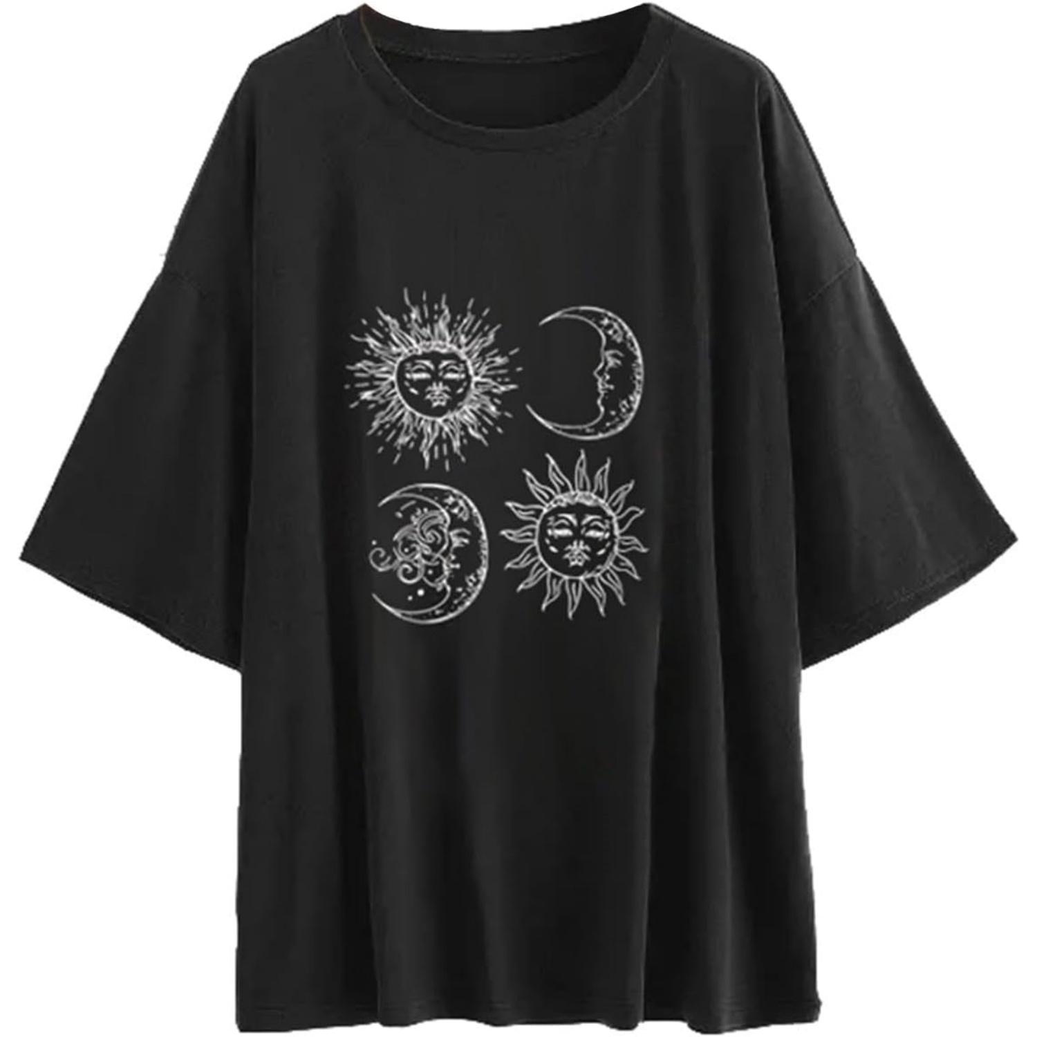 

Fenxxxl Женские Оверсайз Футболки с Круглым Вырезом и Коротким Рукавом Свободного Покроя Летняя Повседневная Блузка Y2K 2024 Базовая Футболка S чёрный