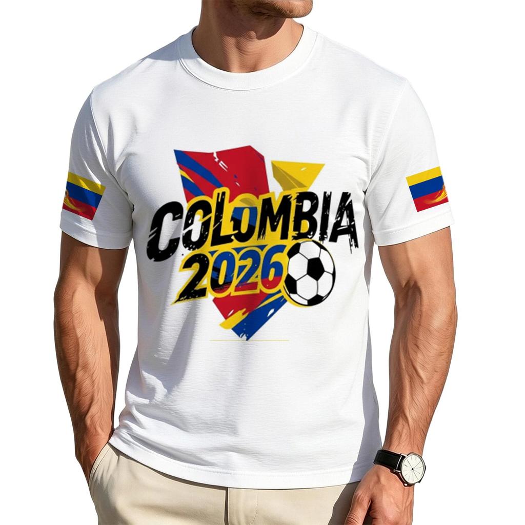 Men's Print Short Sleeve T-Shirt, Neck Casual Top for Soccer Fans