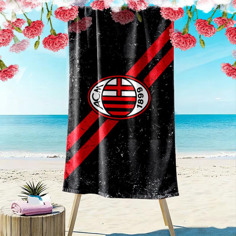 Asciugamano da Spiaggia Stampa AC Milan, Asciugamano Grande Morbido Asciugatura Rapida per Spiaggia Campeggio Nuoto