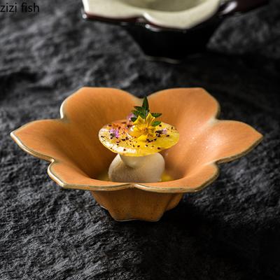 Vintage Keramik Schale in Blumenform Restaurant Dim Sum Schale Dessertschale Dicke Suppenschalen Molekulare Lebensmittel Spezialität Geschirr