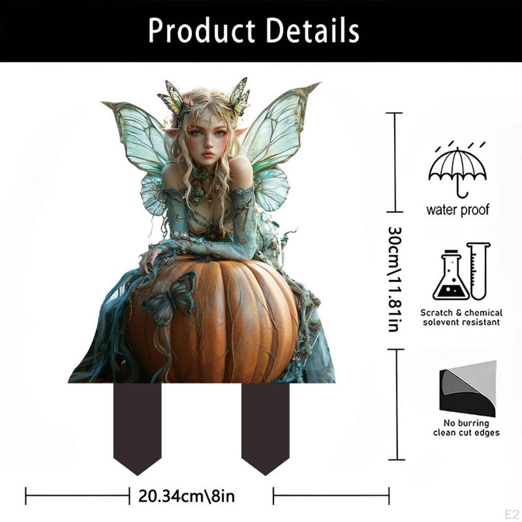 Fairy Pumpkin Garden Stake Flower Pot Decoration,2D Yard Sign,Birthday Gift,Waterproof Halloween