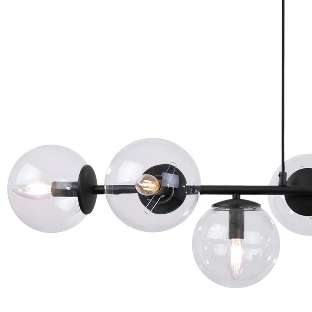 Siena Black Hanging Lamp 8-Flat Clear Lamp E14