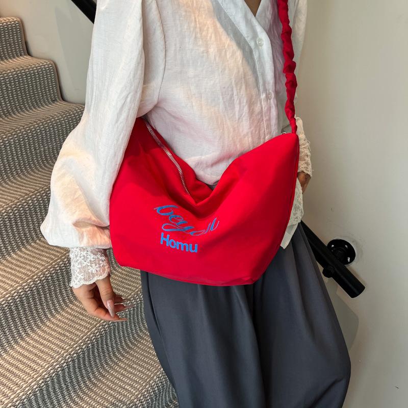 2025 Striped Korean Lazy Wind Canvas Bag Large Capacity Simple Commuter Versatile Shoulder Tote Bag