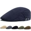 Solid Color Casual Men's Beret Summer Cotton Soft Top Sun Hat British Vintage Newsboy Hat
