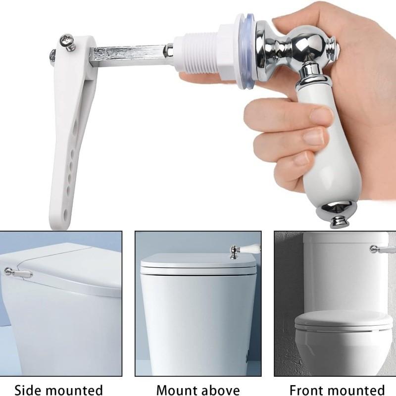 Modern Minimalist Ceramic Toilet Flusher Handle With Zinc Alloy Tank Fittings For Bathroom Renovation