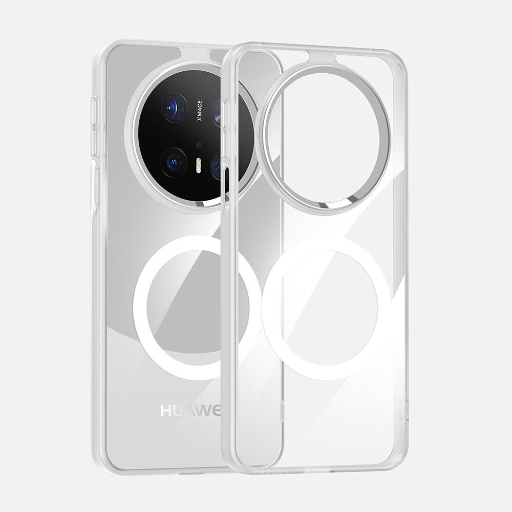 

For Huawei Mate 60 70 Pro Plus Case Magsafe Super Clear Transparent Metal Shinny Lens Protection Grip Bumper Case Cover Pc + tpu&Huawei Mate 60 Pro+