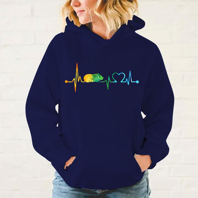 Nové mikiny s potiskem vzoru srdečního tepu morčete pro ženy módní ležérní sportovní dámské pulovry topy