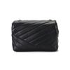 Tory Burch Kira Quilted Twill Chain Flap Magnetic Closure Leather Wallet Shoulder Crossbody Bag Women Bags Black 90460-001