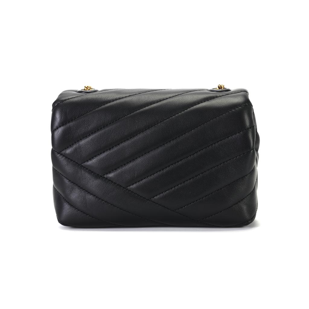 Tory Burch Kira Quilted Twill Chain Flap Magnetic Closure Leather Wallet Shoulder Crossbody Bag Women Bags Black 90460-001