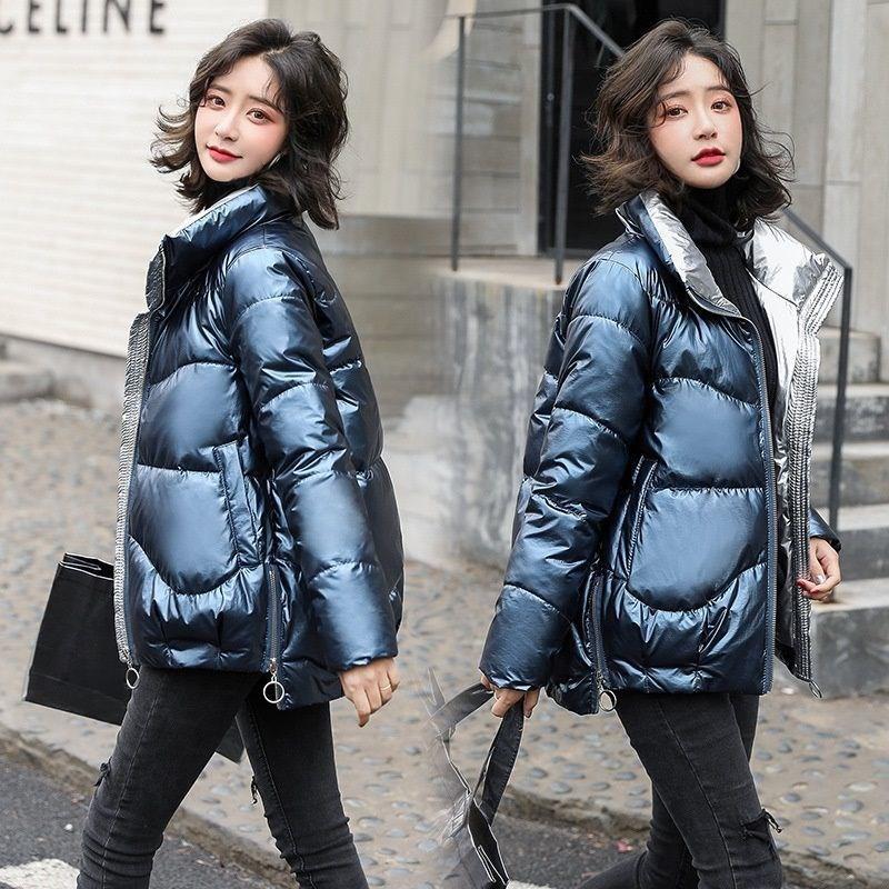 Glossy Down Cotton Padded Jacket Women's Winter Clothes Women's Korean Style Bag Clothes Stand-up Collar Padded Jacket Jacket Women's Padded Jacket