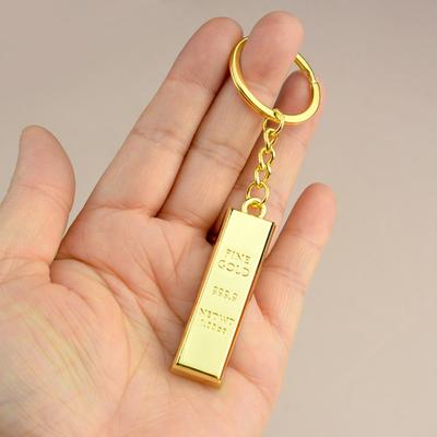 Solid Gold Bar Keyring Creative Imitation Gold Brick Pendant Unisex Jewellery Gift New Year Souvenir For Jewellers Engraving Available