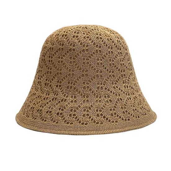 Women Fisherman Hat Hollowed-Out Design Sun Protection Hat Wide Brim Braided Basin Hat Summer Accessory