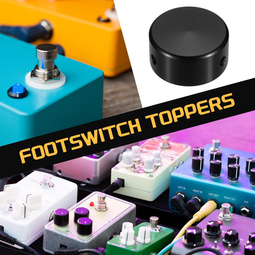 Uxcell 12pcs Foot Switch Guitar Pedal Button Metal Foot Switch Top Covers for Guitar Effect Pedal Black Toppers, Caps, 3/8" Buttons,