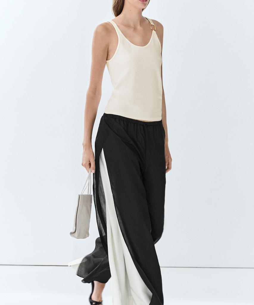 Masimodutti Fluid Pintuck Wide Leg Pants